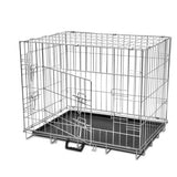 VidaXL 4 Sizes Foldable Metal Dog Houses Bench Folding Metal Dog Crate Foldable Pet Cat Cage Kennel Double-Door M L XL XXL