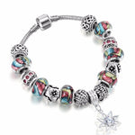 Kinitial Fashion Dog Footprint Flower Murano Glass&Crystal European Charm Beads Fits diy Style Heart Charms Bracelets for women