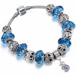 Kinitial Fashion Dog Footprint Flower Murano Glass&Crystal European Charm Beads Fits diy Style Heart Charms Bracelets for women