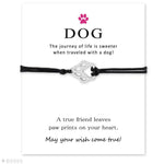 Unisex Girls Boys Adjustable Friendship Statement for Dog Lover Love Dog Person with Card Silver Dog Bracelets for Women