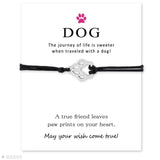Unisex Girls Boys Adjustable Friendship Statement for Dog Lover Love Dog Person with Card Silver Dog Bracelets for Women