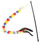 Funny Cat Toy Fishing Rod Kitten Cat Pet Toy Stick Teaser Rainbow Streamer Interactive Cat Play Wand With Feather Toys For Cats
