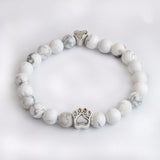 QIHE JEWELRY Tiny Anitique Paw Charm Stone Bracelet Pet Memorial Cat Dog Lovers Jewelry For Men Women Unisex