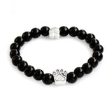 QIHE JEWELRY Tiny Anitique Paw Charm Stone Bracelet Pet Memorial Cat Dog Lovers Jewelry For Men Women Unisex