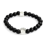 QIHE JEWELRY Tiny Anitique Paw Charm Stone Bracelet Pet Memorial Cat Dog Lovers Jewelry For Men Women Unisex