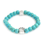 QIHE JEWELRY Tiny Anitique Paw Charm Stone Bracelet Pet Memorial Cat Dog Lovers Jewelry For Men Women Unisex