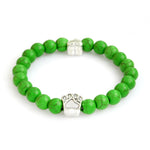QIHE JEWELRY Tiny Anitique Paw Charm Stone Bracelet Pet Memorial Cat Dog Lovers Jewelry For Men Women Unisex