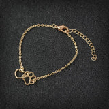 Paw and Heart Bracelet Dog Cat Paw Claw Bracelet For Women Men Fashion Simple Bracelet For Animal Lovers Pet owner