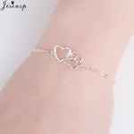 Jisensp Hollow Pet Paw Footprint Bracelets Shellhards Cute Animal Tassut Cat Dog Love Heart Charm Bracelet for Women pulseras