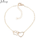 Jisensp Hollow Pet Paw Footprint Bracelets Shellhards Cute Animal Tassut Cat Dog Love Heart Charm Bracelet for Women pulseras