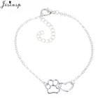 Jisensp Hollow Pet Paw Footprint Bracelets Shellhards Cute Animal Tassut Cat Dog Love Heart Charm Bracelet for Women pulseras