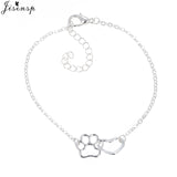 Jisensp Hollow Pet Paw Footprint Bracelets Shellhards Cute Animal Tassut Cat Dog Love Heart Charm Bracelet for Women pulseras