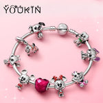 New Disny Cartoon Animal Charms Anime Mickey Jewelry for Women Catoon Dog & Cat & Minnie Beads Fit Original Pandor Bracelet Gift
