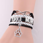 Little Minglou Infinity love YORKIE MOM Bracelet dog paw charm leather wrap bracelets & bangles for women jewelry