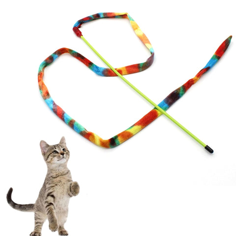 Turkey fluff Cat Stick Healthy Funny Colorful Rod Teaser Wand Plastic Pet Toys for Cats Interactive Stick Cat Supplies