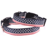 New Fashion Nylon Dog Collar American Flag Printing Necklace for Small and Medium Dog Pet Collar Accessories (blue)