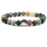 yoga 7 Color Colourful Natural Stone Beads Bracelets Dog Cat Footprint Paw Charms mala 108 Bracelet Pet Lover Strend Jewelry