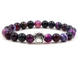 yoga 7 Color Colourful Natural Stone Beads Bracelets Dog Cat Footprint Paw Charms mala 108 Bracelet Pet Lover Strend Jewelry