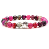 yoga 7 Color Colourful Natural Stone Beads Bracelets Dog Cat Footprint Paw Charms mala 108 Bracelet Pet Lover Strend Jewelry