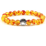 yoga 7 Color Colourful Natural Stone Beads Bracelets Dog Cat Footprint Paw Charms mala 108 Bracelet Pet Lover Strend Jewelry