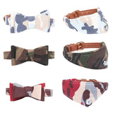 Camouflage Dog Collars Pet Collars Leash Bow Tie Collar PU Leather Pet Strap Dog Product Outdoor Indoor Dogs Supplies Collars
