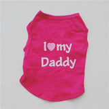 Cute I LOVE MY DADDY MOMMY  Dog Clothes Pet Costume Vest Puppy Cats