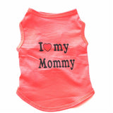 Cute I LOVE MY DADDY MOMMY  Dog Clothes Pet Costume Vest Puppy Cats