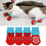 1 pair Creative Cat Coats Pet cat socks Dog Socks Traction Control for Indoor Wear L/M/S Cat Clothing Multicolor S M L 4
