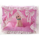 Cat Dog Mattress Pad Bed Bed Blankets Tent Cave Bed Pet House Covers Fabric Foldable Bowknot Blue Pink