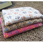 Cat Dog Mattress Pad Cleaning Towel Bed Blankets Corduroy Pet Blankets Footprint / Paw Double-Sided Foldable Pink Rose Beige