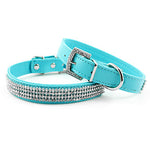 Dog Collar Adjustable / Retractable Rhinestone PU Leather Red Blue Pink