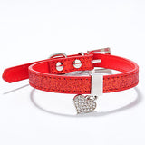 Cat Dog Collar Adjustable / Retractable Heart Rhinestone PU Leather Rose Red Blue