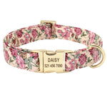 Personalized Printed Dog Collar Leash Set Customized Nylon Pet Collar Leash Free Engraved Nameplate For Small Medium Large Dogs