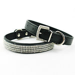 Dog Collar Adjustable / Retractable Rhinestone PU Leather Red Blue Pink