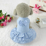 Dogs Dress Dog Clothes Light Blue Pink Costume 100% Polyester Plaid / Check Geometic Bowknot Cute Pattern Dress XS S M L XL