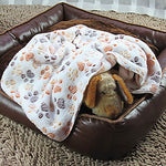 Cat Dog Mattress Pad Cleaning Towel Bed Blankets Corduroy Pet Blankets Footprint / Paw Double-Sided Foldable Pink Rose Beige