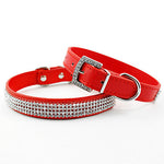 Dog Collar Adjustable / Retractable Rhinestone PU Leather Red Blue Pink