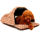 Dogs Cats Pets Bed Tent Cave Bed Pet House Plush Fabric Pet Liners Solid Colored Warm Tent washable Brown